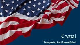  Presentation with american flag - Beautiful presentation design featuring patriotic - american flag on blue background backdrop and a navy blue colored foreground