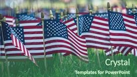  Presentation with patriotic - Presentation design with patriotic - american flags on the grass background and a ocean colored foreground