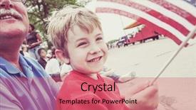  Presentation with father - Audience pleasing slide deck consisting of patriotic - boy and his father watching backdrop and a coral colored foreground