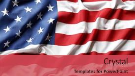  Presentation with patriotic - Beautiful theme featuring patriotic - closeup of ruffled american flag backdrop and a red colored foreground