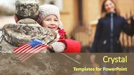  Presentation with family reunion - Amazing slides having patriotic - happy reunion of soldier backdrop and a violet colored foreground