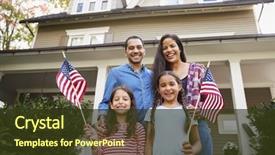  Presentation with patriotic - Cool new slides with patriotic - portrait of family outside house backdrop and a tawny brown colored foreground