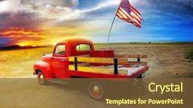  Presentation with country western american music - Audience pleasing presentation theme consisting of patriotic - red vintage pick up truck backdrop and a tawny brown colored foreground