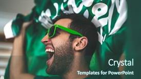  Presentation with saudi arabia - Beautiful PPT layouts featuring patriotic - saudi arabia fan celebrating backdrop and a ocean colored foreground