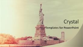  Presentation with patriotic usa - Amazing PPT theme having patriotic - statue of liberty new york backdrop and a soft green colored foreground