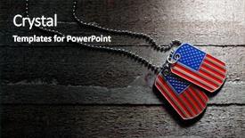  Presentation with patriotic usa - Slides enhanced with patriotic - usa dog tags on wooden background and a dark gray colored foreground