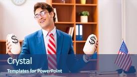  Presentation with office - Cool new slides with patriotic - young handsome politician sitting backdrop and a ocean colored foreground