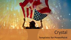  Presentation with 4th july - Slide deck with patriotic - young happy patriot girl holding background and a gold colored foreground