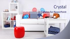 Presentation with patriotic - Beautiful presentation featuring patriotic baseball - white couch with multicolor pillows backdrop and a  colored foreground