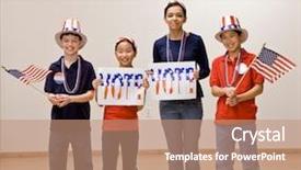  Presentation with vote - Audience pleasing theme consisting of patriotic children holding american flag backdrop and a  colored foreground