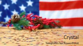  Presentation with american flag - Slides consisting of patriotic christmas - confetti on wooden table background and a coral colored foreground