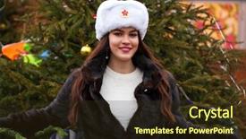  Presentation with beautiful young girl red - Presentation theme consisting of patriotic christmas - russian beauty portrait background and a  colored foreground