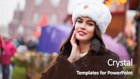  Presentation with beautiful young girl red - Presentation design with patriotic christmas - russian beauty portrait background and a  colored foreground