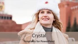  Presentation with beautiful young girl red - Audience pleasing presentation design consisting of patriotic christmas - russian beauty portrait backdrop and a  colored foreground