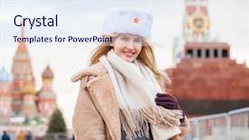  Presentation with beautiful young girl red - Beautiful presentation theme featuring patriotic christmas - russian beauty portrait backdrop and a  colored foreground