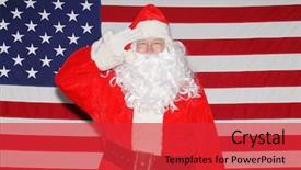  Presentation with veterans - Amazing theme having patriotic christmas - santa claus poses in front backdrop and a red colored foreground