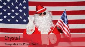  Presentation with patriotic - Presentation theme having patriotic christmas - santa claus stands in front background and a red colored foreground