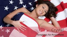  Presentation with patriotic - PPT theme enhanced with patriotic flag woman background and a coral colored foreground