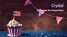  Presentation with cupcakes - PPT theme consisting of patriotic fourth of july cupcakes background and a wine colored foreground