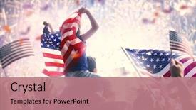  Presentation with patriotic usa - Presentation theme enhanced with patriotic holiday child sitting background and a coral colored foreground