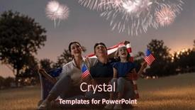  Presentation with happy holiday - PPT theme featuring patriotic-holiday-happy-family-father background and a wine colored foreground