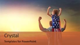  Presentation with 4th july - Colorful PPT theme enhanced with patriotic holiday happy family father backdrop and a red colored foreground