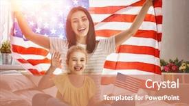  Presentation with happy holiday - Slides enhanced with patriotic holiday happy family mother background and a coral colored foreground