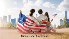  Presentation with happy holiday - Slide deck featuring patriotic-holiday-happy-family-parents background and a  colored foreground