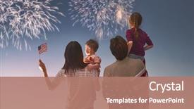  Presentation with children parents - Slide deck featuring patriotic holiday happy family parents background and a coral colored foreground