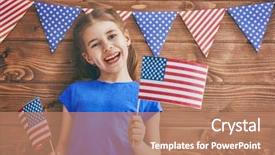  Presentation with happy holiday - Colorful PPT theme enhanced with patriotic holiday happy kid cute backdrop and a coral colored foreground