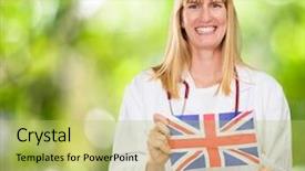  Presentation with nato flag - Amazing presentation having patriotic plant - happy doctor holding british flag backdrop and a  colored foreground