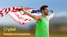  Presentation with american flag - Amazing slides having patriotic plant - happy sportsman holding a american backdrop and a  colored foreground