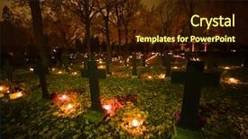 Presentation with rave electronics night party - Audience pleasing PPT theme consisting of patriotic plant - night at cemetery backdrop and a  colored foreground