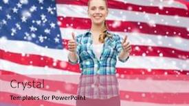  Presentation with american flag - Beautiful presentation featuring patriotism-education-gesture-and-people backdrop and a coral colored foreground