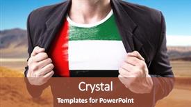  Presentation with emirates - Audience pleasing PPT theme consisting of stretching suit with united arab backdrop and a red colored foreground