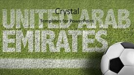  Presentation with soccer field - Amazing presentation design having soccer field with the text united arab emirates backdrop and a seafoam green colored foreground