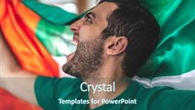  Presentation with uae flag - PPT theme consisting of uae national day celebration - united arab emirates fan celebrating background and a ocean colored foreground