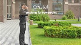  Presentation with portable radio - Beautiful theme featuring male security guard with portable backdrop and a gray colored foreground