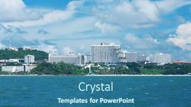  Presentation with ocean - Presentation design enhanced with pattaya cityscape view from ocean background and a ocean colored foreground