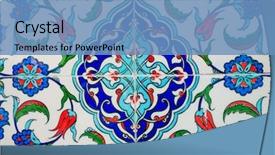  Presentation with turkish - Beautiful slide set featuring flower pattern - ancient hand made turkish backdrop and a teal colored foreground