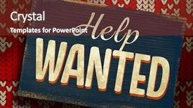  Presentation with help wanted - Cool new PPT theme with pattern against vintage help wanted backdrop and a tawny brown colored foreground