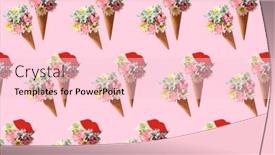  Presentation with ice cream cones - PPT theme with pattern-of-floral-ice-cream background and a lemonade colored foreground