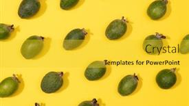  Presentation with pop art - Beautiful PPT layouts featuring pattern-of-fresh-feijoa-fruits backdrop and a yellow colored foreground