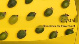  Presentation with pop art - Presentation theme having pattern-of-fresh-feijoa-fruits background and a gold colored foreground