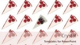  Presentation with pies - Cool new PPT layouts with pattern of pies with raspberries and white cream and one blue cheesecake between them isolated over white background backdrop and a lemonade colored foreground