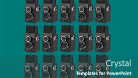  Presentation with cameras - Presentation consisting of pattern-of-some-black-retro background and a ocean colored foreground