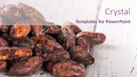  Presentation with cocoa beans - Beautiful presentation theme featuring pattern-of-the-cocoa-beans backdrop and a sky blue colored foreground