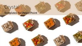  Presentation with preserved - Beautiful PPT theme featuring pattern-of-various-preserved-vegetables backdrop and a coral colored foreground