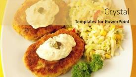  Presentation with sauce - Presentation design with patties-with-remoulade-sauce background and a yellow colored foreground