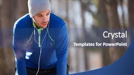  Presentation with stop - Cool new slides with pause - breathless sportsman stop running backdrop and a ocean colored foreground